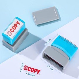 Crtiin 2 Pcs Self Inking Stamps Pre Inked Office Duplicate Convenience Stamps for Office, Red Ink, 1.38 x 0.51 Inch(Copy)