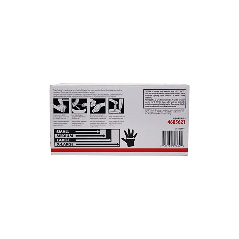 Sysco Caja de guantes extra grande de nitrilo negro clásico,