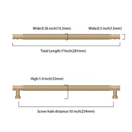 Asidrama 10 Pack 10 Inch(254mm) Champagne Gold Cabinet Pulls Knurled Kitchen Cabinet Handles, Cabinet Pulls Kitchen Cabinet Hardware for Cupboard Drawer Pulls