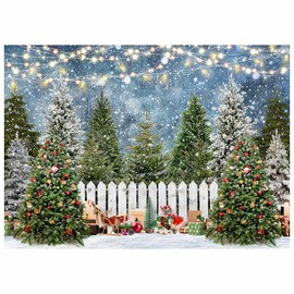 XEYSM 7X5FT Winter Forest Photography Backdrop Christmas Backdrop Snowy Christmas Tree Backdrop Christmas Family Party Decoratio Backdrop XY120