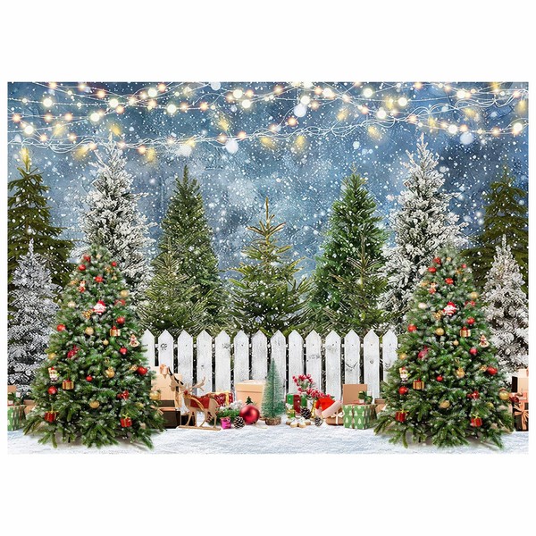 XEYSM 7X5FT Winter Forest Photography Backdrop Christmas Backdrop Snowy Christmas