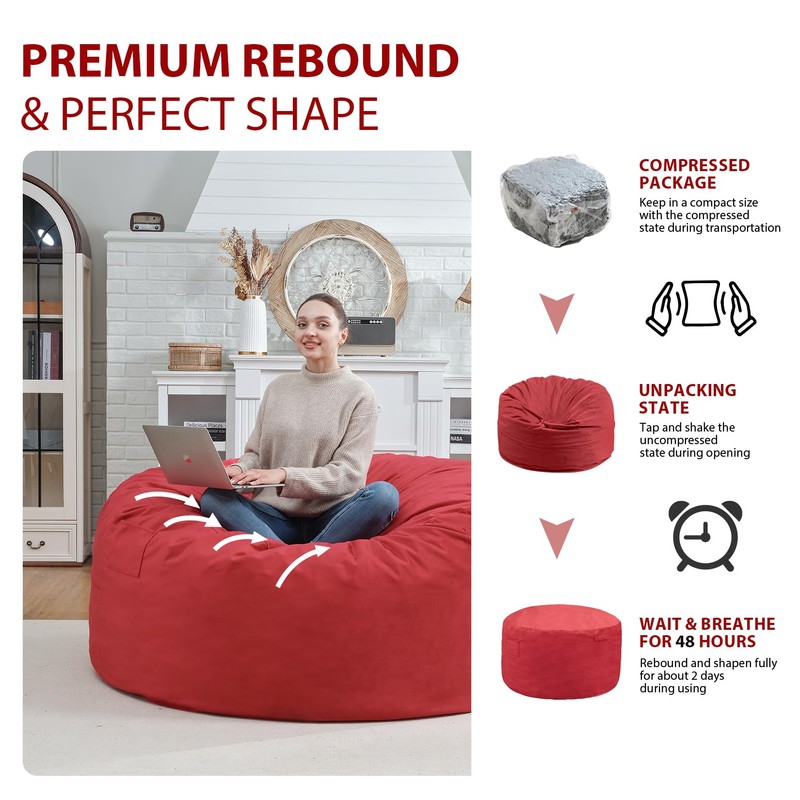 SIMFLAG 3Ft Bean Bag Chair, Memory Foam Filling Bean Bag