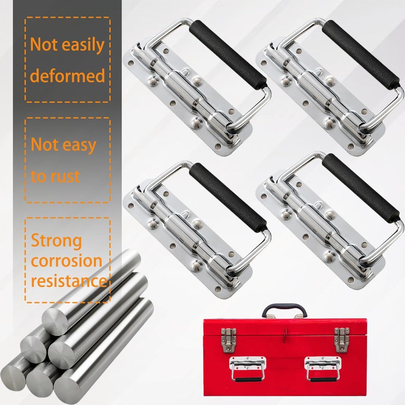 Brateuanoii Pack of 4 Stainless Steel Handle Carry Handle, Folding