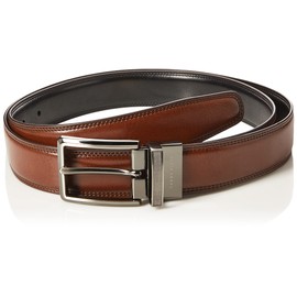 Perry Ellis Men's Portfolio Double Stitched Leather Reversible Belt (Sizes 30-42 Inches), Brown/Black, 42