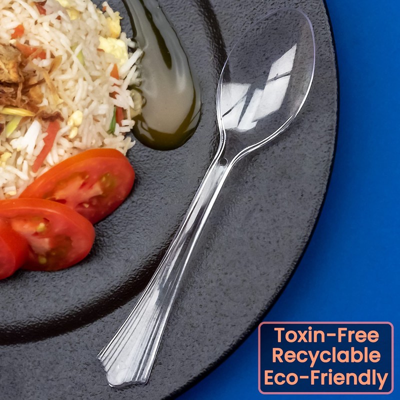 Lonezo [50 Count] Clear Plastic Spoons Clear Spoons Plastic Disposable