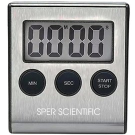 Sper Scientific Stainless Steel Digital Lab + Kitchen Timer 810028A – Compact Design Timer with Large Display & Loud Alarm - for Cooking, Baking, Labs, Workouts & More