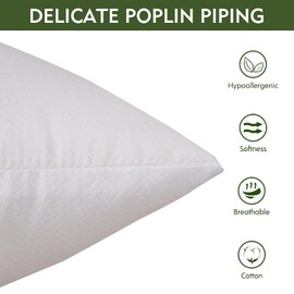 XhomeX 18"x18" Pillow Inserts (Set of 2) - Throw Pillow Inserts with 100% Cotton Cover - Square Interior Sofa Pillow Inserts - Decorative Pillow Insert Pair - White Couch Pillow (18X18,Pack of 2)