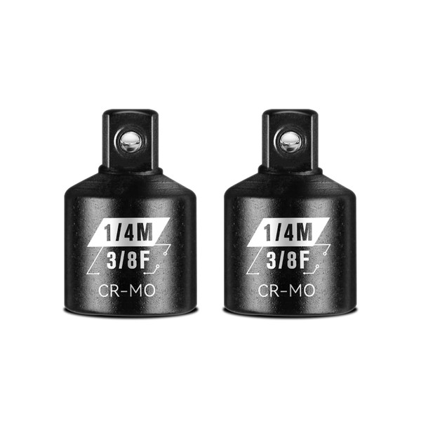 2-Piece 3/8" F to 1/4" M Socket Adapter, Cr-Mo Steel,