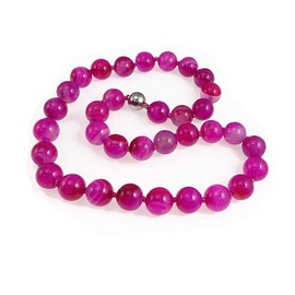 Treasurebay Stunning 14mm Gemstone Necklace Women's Necklace (14mm Pink Agate)