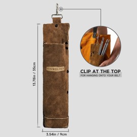 YESWELDER Flame Retardant cowhide leather welding rod holder，Thickened electrodes rod bag，Wearable Welding Electrode Storage Can