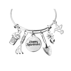 Happy Retirement Gardener Retirement Gift For Women Gardener Expandable Charm Bracelet Silver Adjustable One Size Fits All Florist Gift