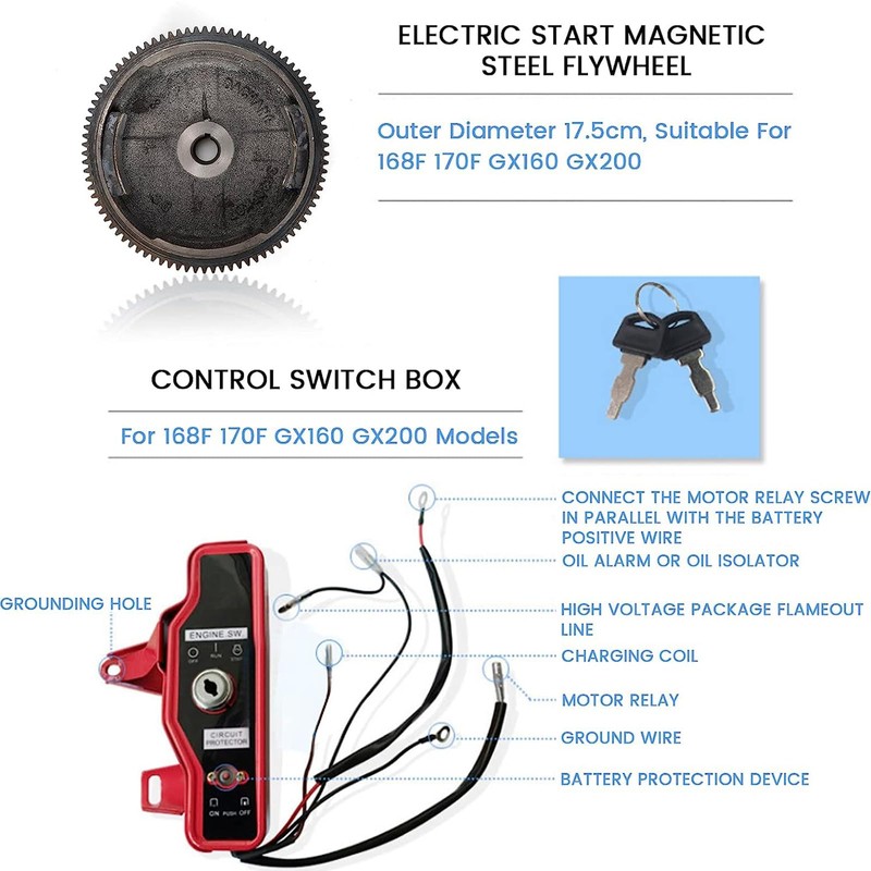 Electric Starter Motor Kit,Electric Start Kit Flywheel Starter Motor Engine
