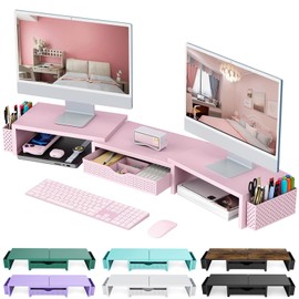 gianotter Soporte Dual para Monitores, Organizador de Escritorio con Cajn y 2 Portaplumas, Organizadores de Escritorio y Accesorios, Suministros de...