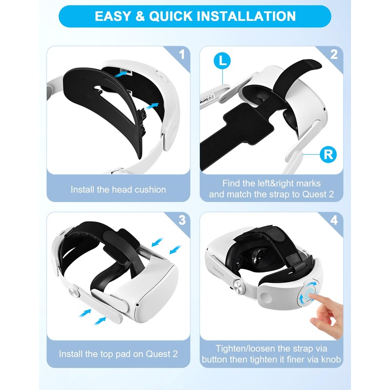 TRANSNOVO Compatible with Oculus Quest 2 Head strap, VR Accessory