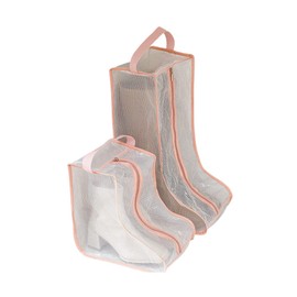 2 Set Boot Storage,Portable Short Boots and Tall Boots Storage or Protector Bag,Shoe Dust Bags,Shoe Sleeves for Travel,Clear Boots Cover, Pink Edge, Rikyo