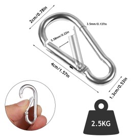 Pack of 50 Carabiner Clip, 40 mm Small Carabiner Clips Mini Carabiner Aluminium Carabiner Clip Small for Backpack Belt Dog Leading Camping Hiking Fishing Traveling (Silver)