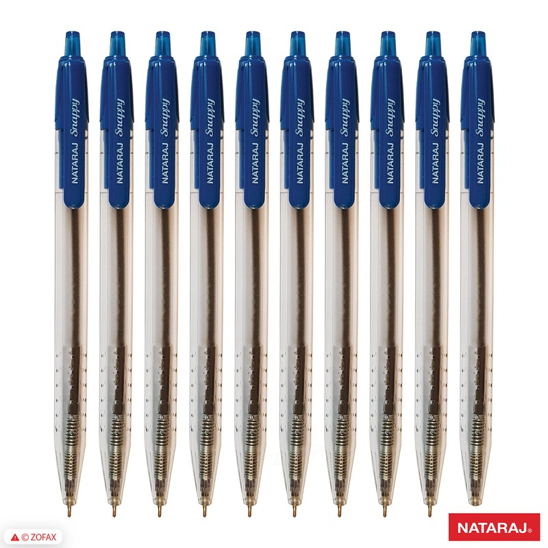 NATARAJ Snappy Ballpoint Pens, Retractable, BLUE, 0.7mm Fine Point, Pack