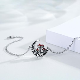 ABIGY Moon Mushroom Bracelet Graduation Gift 925 Sterling Silver Moon Phase Bracelet Mushroom Jewellery Gifts for Women Girls Girlfriend, Sterling Silver