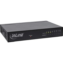 InLine® 32308 M Network Switch 8 Port Gigabit Ethernet 10/100/1000MB/S, Desktop, Metal, Fanless, Shielded Ports, Black