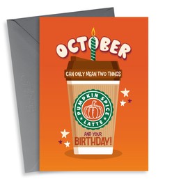 Cute Birthday Card - October - Pumpkin Spice Latte