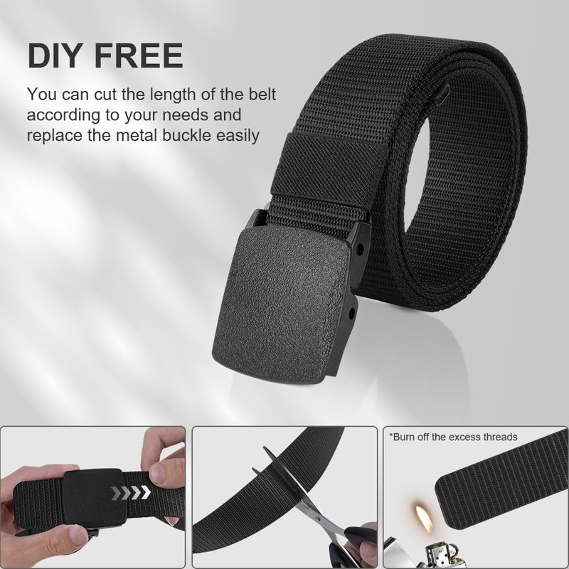 flintronic Work Belts for Men,Belts for Men, Plastic Nylon Canvas