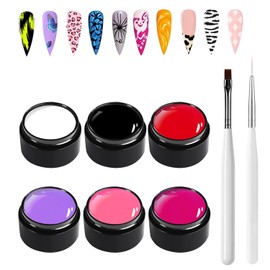Solid Gel Nail Polish Art Gel Paint for Nails Art 36colors Versatile Long-Lasting with Painting Drawing Nail Brush Pen Soak Off UV Led For Nail Design 1.5oz DIy &Salon&Home (6 Colors, 1)
