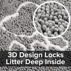 CatGuru Premium Cat Litter Mat, Medium, XL, XXL, Waterproof Litter Box Mat, Non Slip Kitty Litter Mat, Scatter Control, Machine Washable Litter Trapper, Litter Tray, Best Pet Litter Mat, Grey