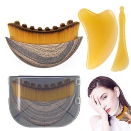 Lymphatic Contour Face Brush, Lymphatic Drainage Massager, Lymphatic Drainage Brush, Lymph Lift Bru-sh,Chin & Jawline Sculpting, Ergonomic Design Relieve Fatigue & Fit Skin Precisely-Guasha Tool-3PCS