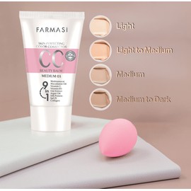 FARMASi CC Color Control Cream, Natural and Flawless Finish, Enriched Formula with Multimineral & Spf 25+, All-Day Hold, All Skin Types, 1.7 fl. oz, Medium