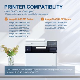 069 Toner Cartridge Set Replacement for Canon 069 Toner Cartridge 4 Pack Works for Canon Color ImageCLASS Mf753cdw MF751Cdw MF752Cdw LBP674Cdw MF752Cdw MF756Cx LBP673Cdw Printer (BK, C, Y, M)