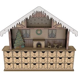 Birds Wood Shack 3D Puzzle Snowy Cottage - Advent Calendar for Christmas Decorations - 3D Educational Toy with Sturdy Construction, W3.5 inches x L23.7 inches x H19.7 inches