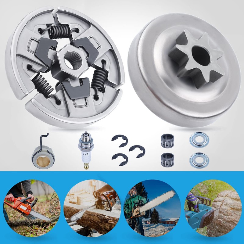 Adefol Sprocket Clutch Drum 3/8" 7T Needle Bearing Kit for