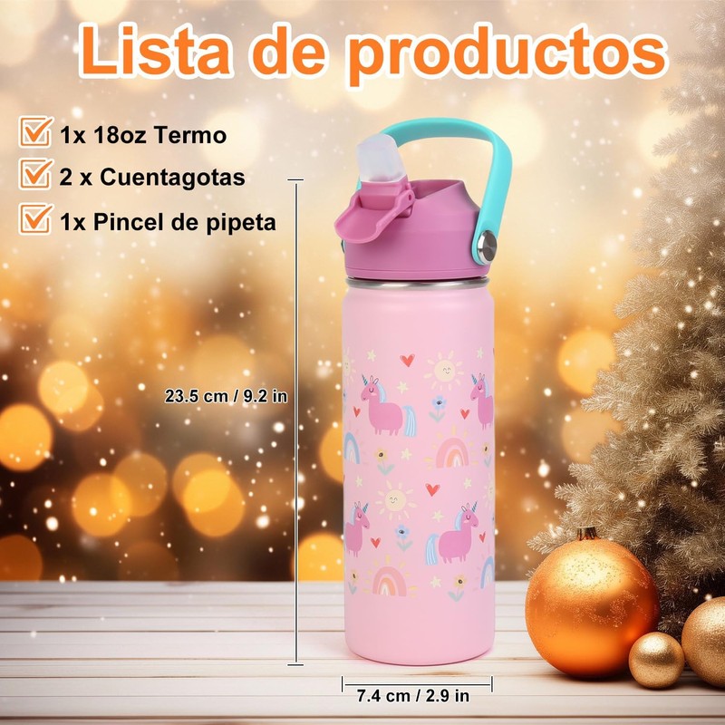 Termos para Agua Niños,Botella de Agua 18 oz,Thermos Kids