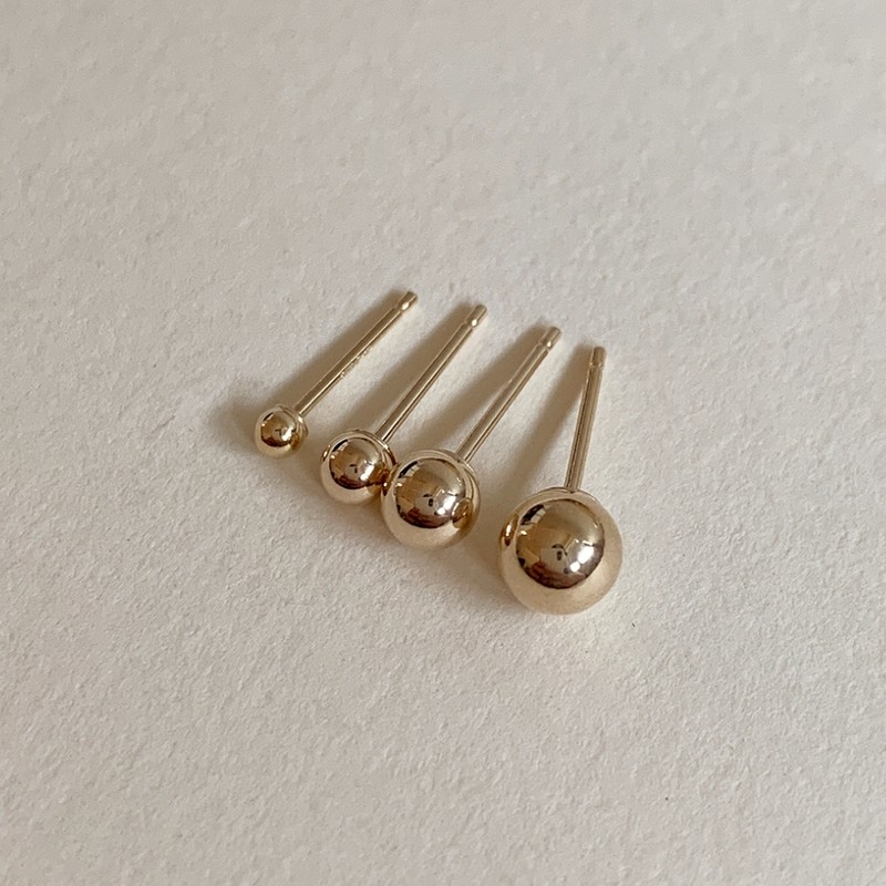 14k basic gold ball earrings gold (each) 2mm basic (8mm)