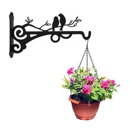 LIKEUDO Pack of 2 Black Iron Plant Holder Plants Wall Mount Wind Chimes Wall Hooks Plants Wall Hooks Flower Baskets Lanterns Wind Bells Hanging Basket Planter Wall Mount Farmhouse Style