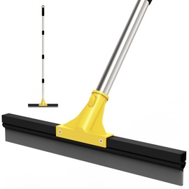 Large Heavy-Duty Floor Squeegee, 18” Rubber Blade Broom & 62” Long Handle Floor Squeegee for Concrete, Bathroom Tile, Garage Concrete, Deck, Shower Glass, Window Cleaning