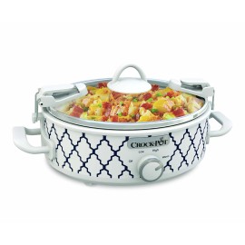 Crock-Pot Crockpot 2.5-Quart Mini Casserole Crock Slow Cooker, White/Blue