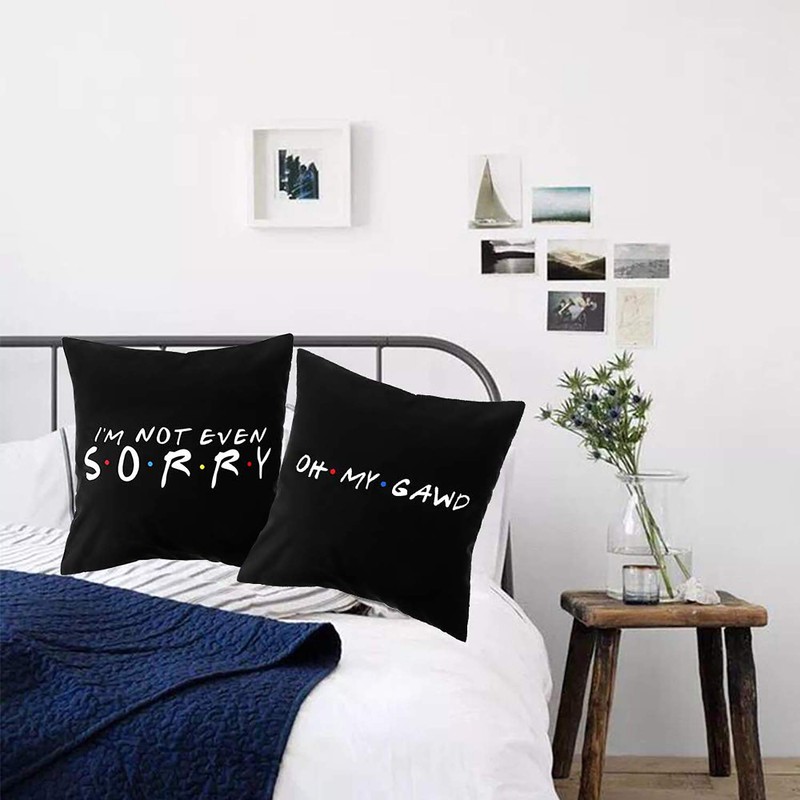 Pillow Case,Black Home Decor Polyester Sofa Friends TV Show Pillow