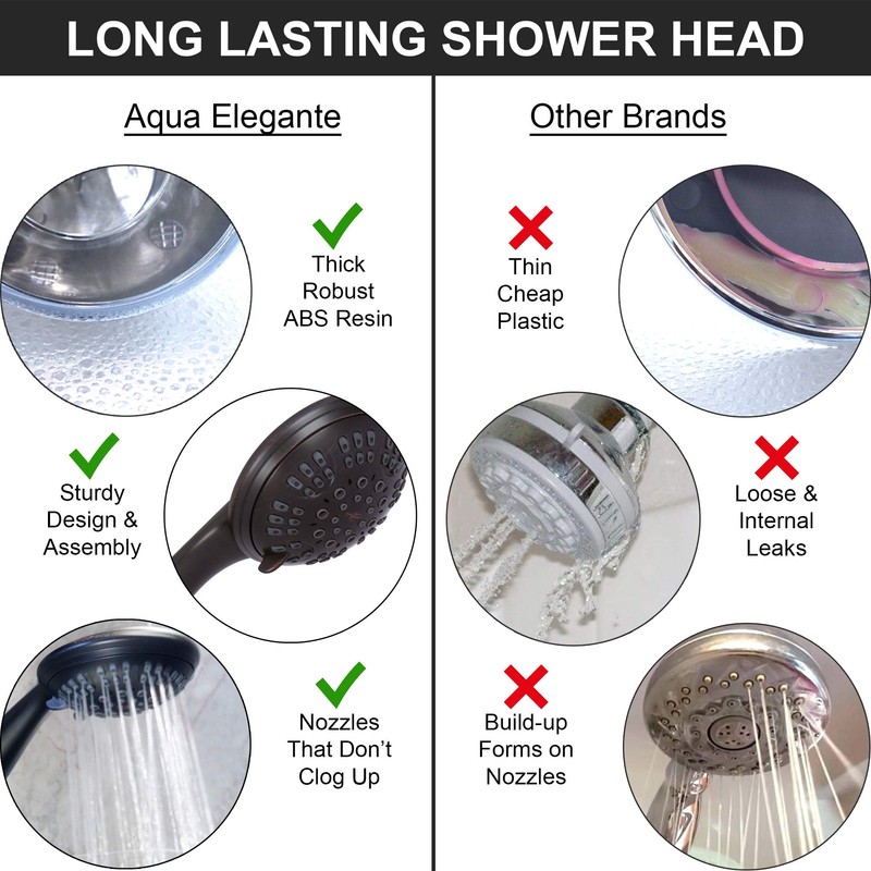 6 Function Handheld Shower Head Kit - High Pressure, Removable