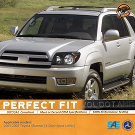 WEELMOTO Headlights for 2003 2004 2005 Toyota 4Runner, Compatible with 03 04 05 Toyota 4Runner Limited SR5 Sport Halogen Headlight assembly, Black Housing Amber Reflector L+R