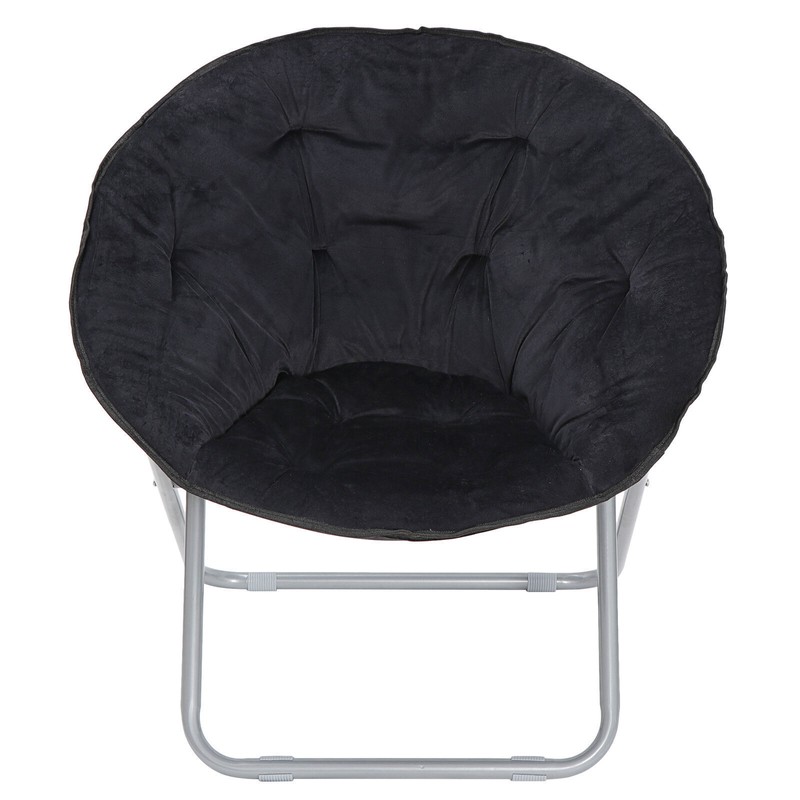 SEGAWE Foldable Oversized Soft Faux Fur Saucer Moon Chair Metal