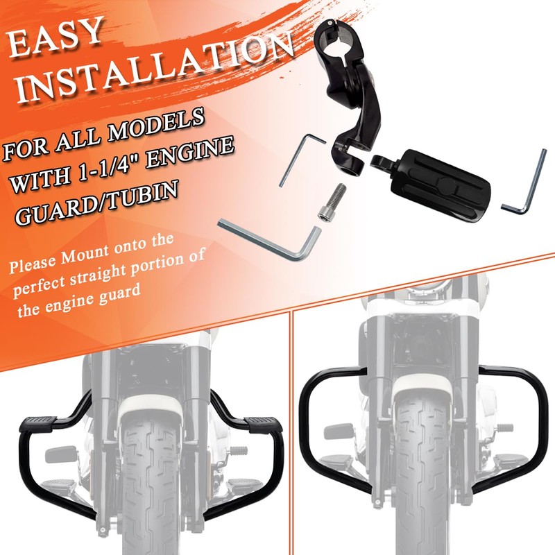 FOVPLUE 1.25" Highway Footpegs,Short Angled Adjustable Highway Pegs w/Mounts for