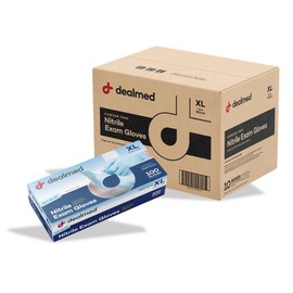 Dealmed Nitrile Exam Gloves | Powder-Free, Latex-Free Medical Gloves | Disposable Gloves for Food Prep, Cleaning, Tattoo, Hair Dye, Medical & Surgical Use | Sky Blue, X-Large - 100/Box (Pack of 10)