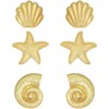 3Pcs 14K Gold Plated Ocean Stud Earrings Set - Seashell,