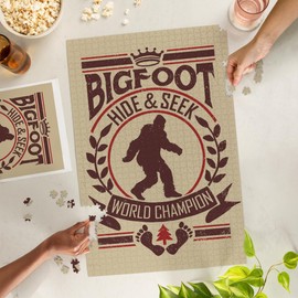 Lantern Press 1000 Piece Jigsaw Puzzle, Bigfoot, Hide and Seek World Champion