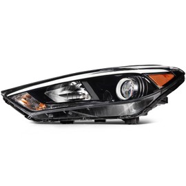 SCITOO LED Headlight Assembly Fit 2016-2018 For Hyundai Tucson Left Headlamp Black Housing Amber Reflector 92101D3050