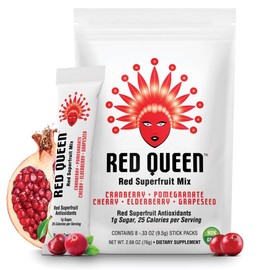 RED QUEEN® Red Superfruit Drink Mix|1g Sugar, 25 Calories per Serving|Red Superfruit Antioxidants Without All The Sugar & Calories In Juice|Cranberry-Pomegranate-Cherry-Elderberry-Grapeseed(Pack of 8)