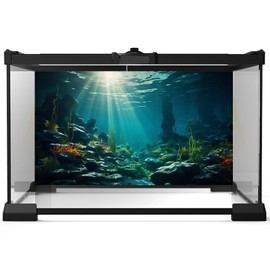 Riivvdise Aquarium Background Ocean Floor Fish Tank Background Underwater Coral Reef Stone Aquarium Backdrop Seaweed Background Sunlight Tank Backdrop Perfect Aquarium Backdrop Durable Vinyl 72x24in