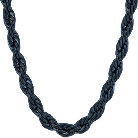 LIFETIME JEWELRY 7mm Rope Chain Necklace 24k Real Gold Plated for Men and Women (26 inches, 3 - Black, 1)