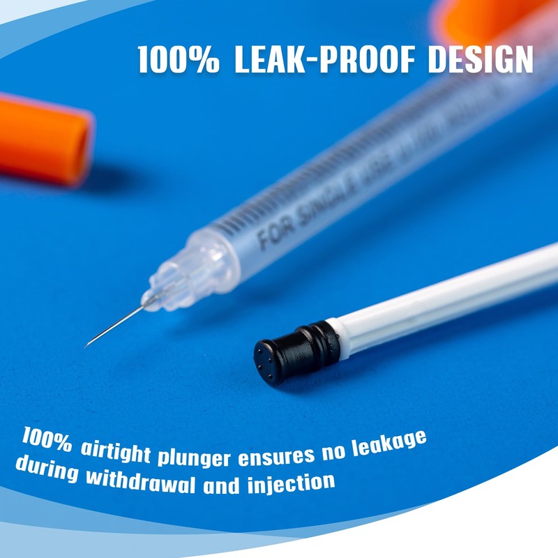 20 Pack 1ml Syringes with 32Gx6mm Plastic Multiple Uses Measuring